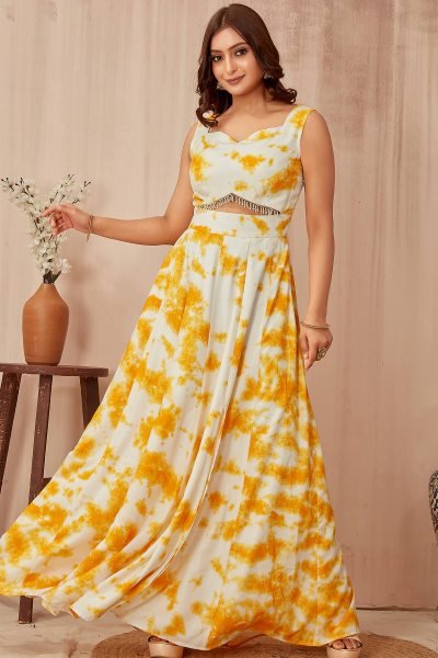 YELLOW  SHIBORI GOWN GOWN