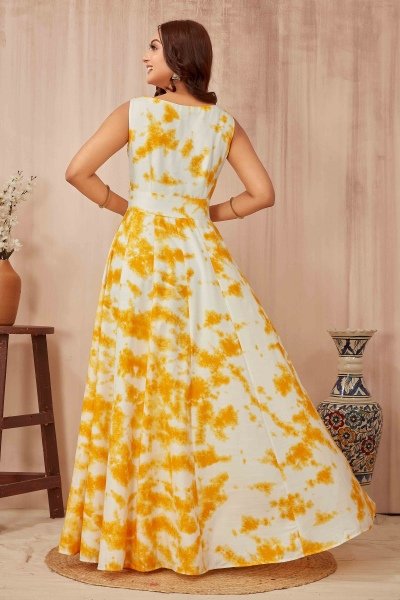 YELLOW  SHIBORI GOWN DRESSES