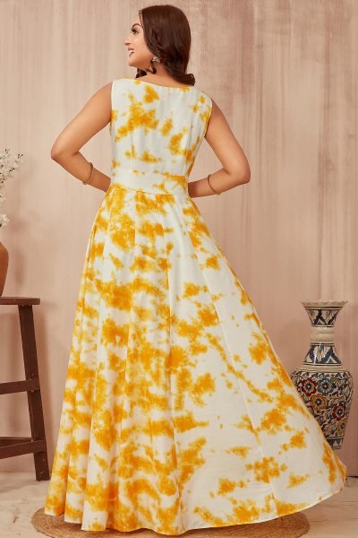 YELLOW  SHIBORI GOWN DRESSES