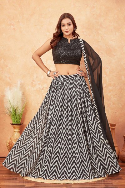 ZEBRA PRINT LEHENGA  SEQUINSED LEHENGA