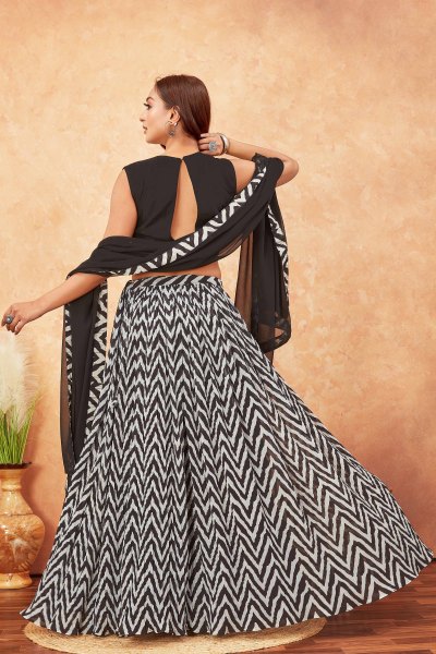 ZEBRA PRINT LEHENGA  SEQUINSED LEHENGA