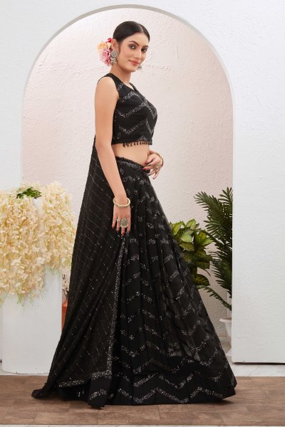 ZIGZAG SEQUINS WORKED LEHENGA SANGEET SANDHYA