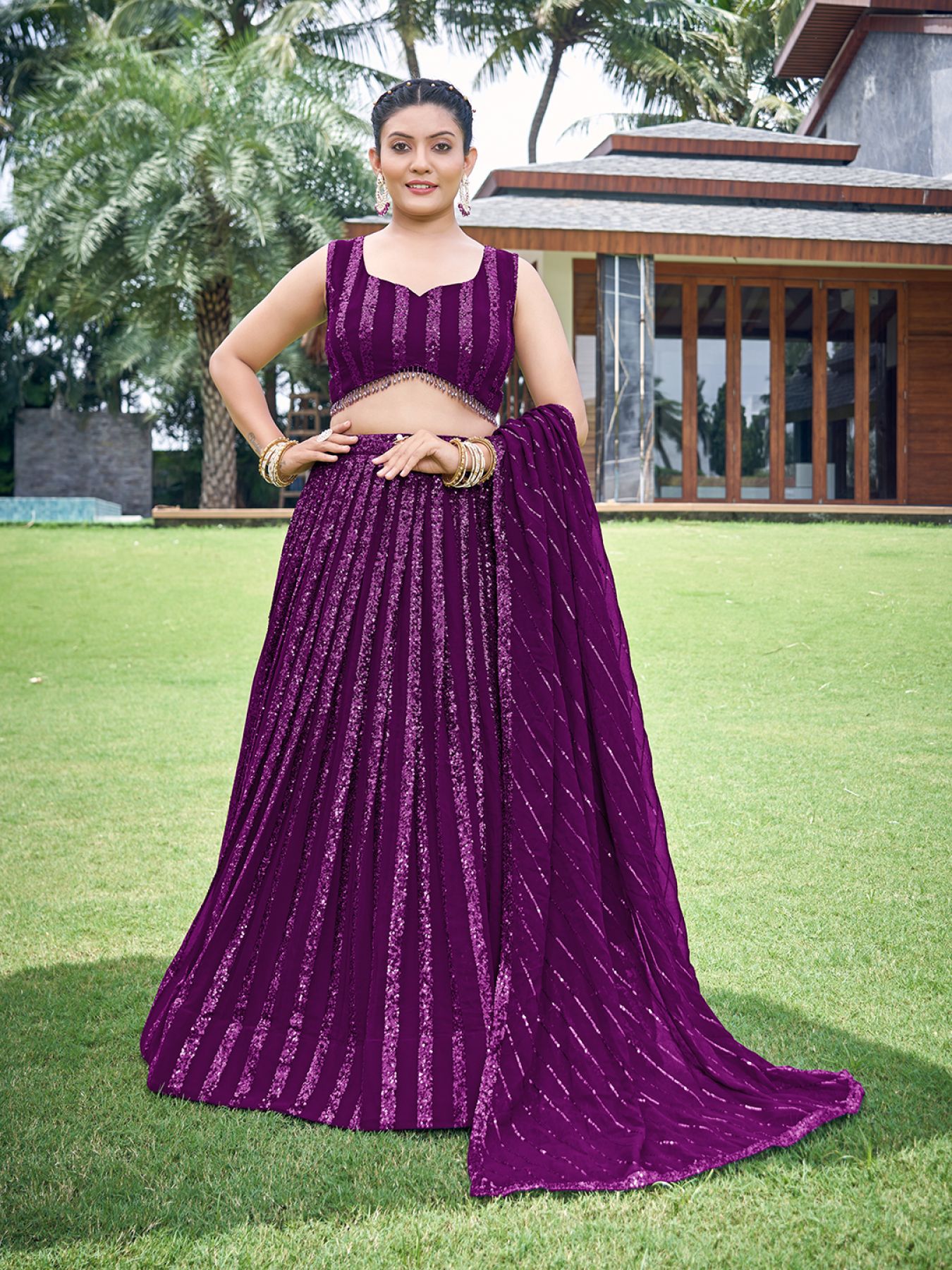 Fuchsia Party Bollywood Replica Jacquard Silk Print Lehenga Choli online  shopping